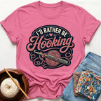 I´d Rather Be Hooking Badge T-Shirt