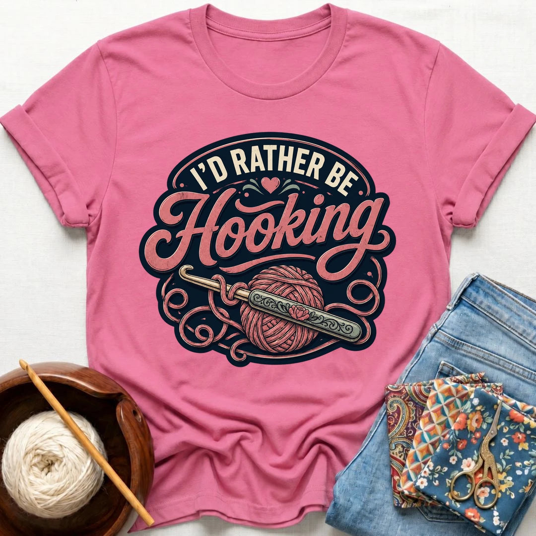 I´d Rather Be Hooking Badge T-Shirt