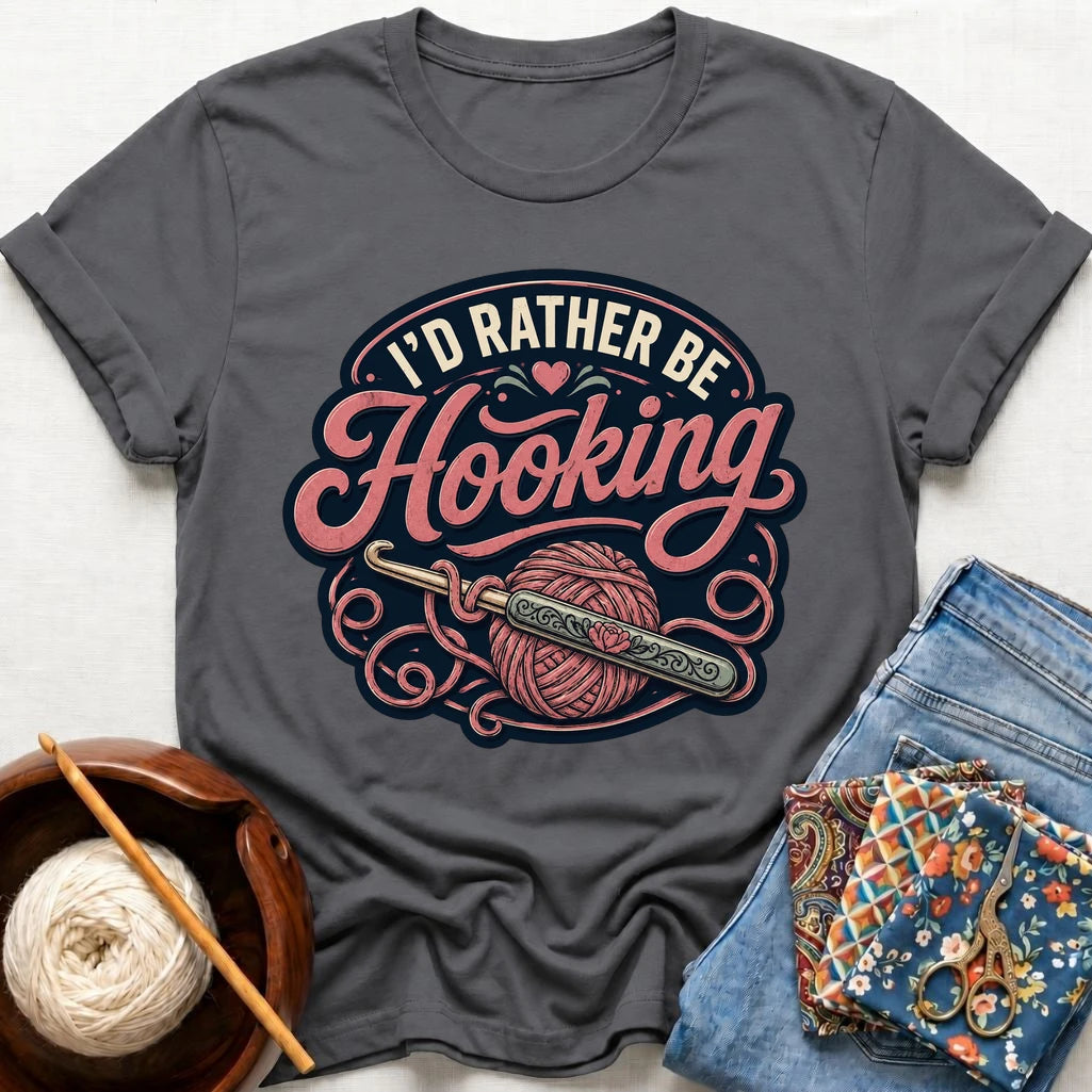 I´d Rather Be Hooking Badge T-Shirt