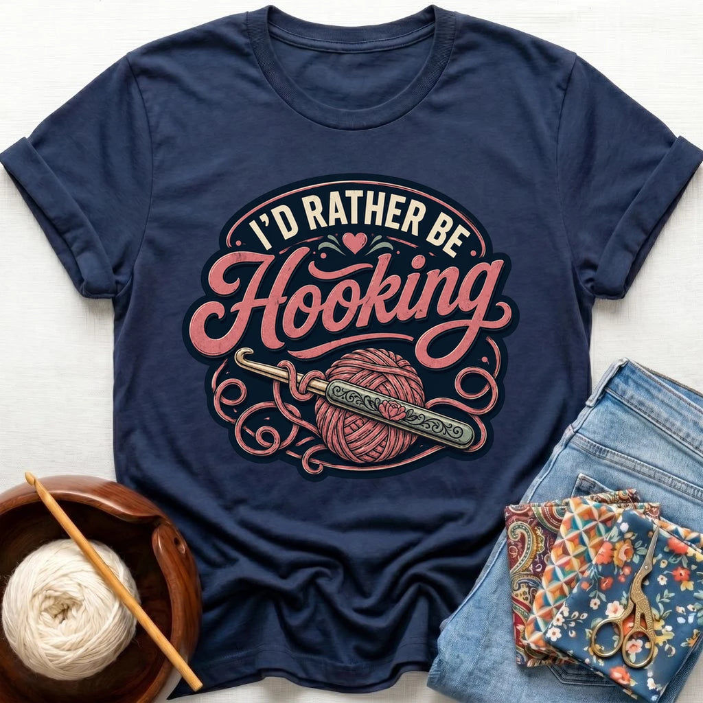 I´d Rather Be Hooking Badge T-Shirt