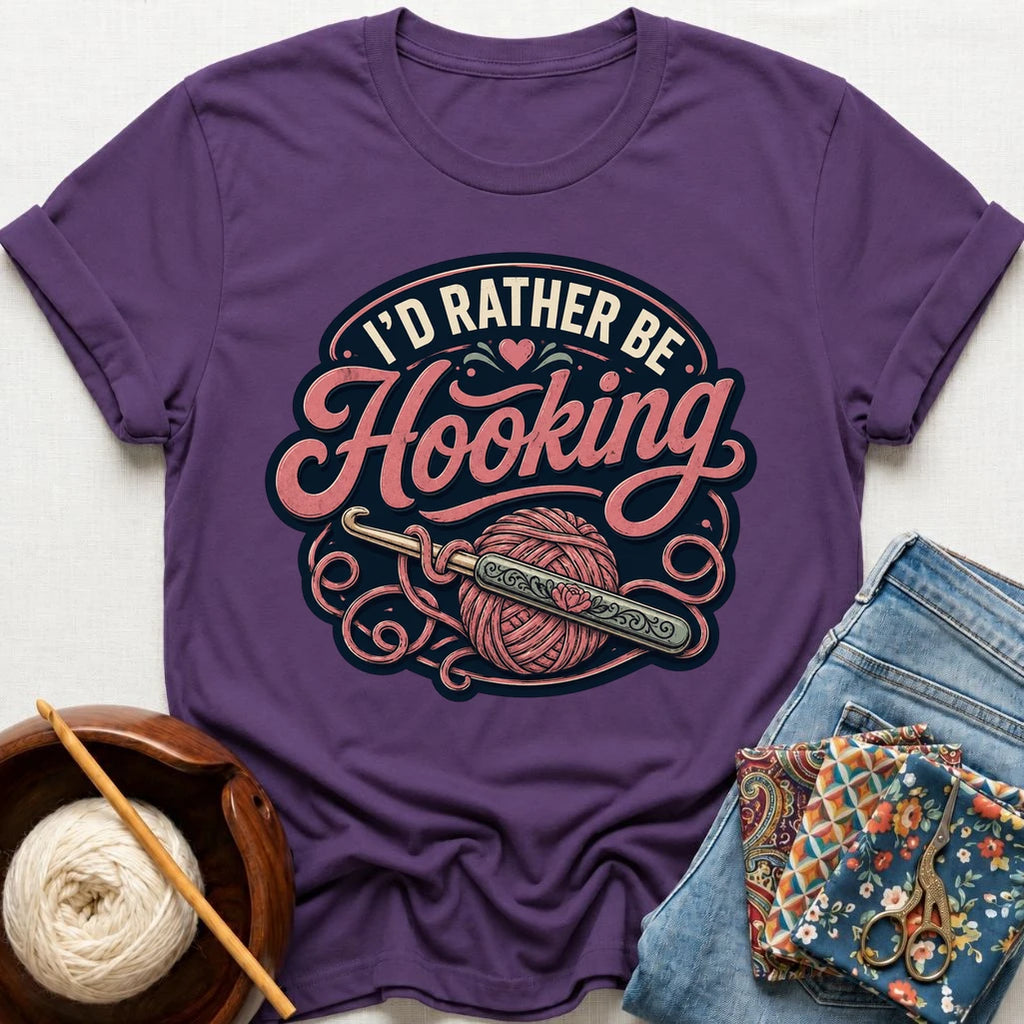 I´d Rather Be Hooking Badge T-Shirt